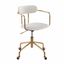 Cream Velvet Swivel Task Chair with Gold Metal Frame