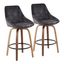 Diana 18.5" Swivel Counter Stool in Grey Velvet and Walnut Wood