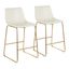 White Faux Leather and Gold Metal Counter Stools, Set of 2