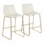 White Faux Leather and Gold Metal Counter Stools, Set of 2