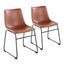 Cognac Faux Leather Upholstered Side Chair with Metal Legs, Set of 2