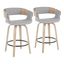 Gray Swivel Counter Stools with White Washed Wood Frame, Set of 2