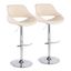 Cream Faux Leather Adjustable Swivel Bar Stool with Chrome Base