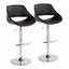 Black Adjustable Faux Leather Swivel Barstools with Chrome Base, Set of 2