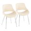 Cream Faux Leather and Chrome Metal Upholstered Side Chair Set