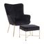 Izzy Contemporary Black Velvet Lounge Chair and Ottoman Set