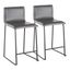 Modern Glam 26" Gray Faux Leather Counter Stool with Black Metal Base - Set of 2