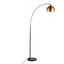 74" Black Arc Floor Lamp with Brass Shade