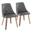 Set of 2 Grey Faux Leather Walnut Wood Upholstered Side Chairs