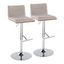 Mason Adjustable Grey Fabric and Chrome Bar Stools, Set of 2