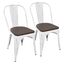 High Slat Vintage White & Espresso Metal Side Chair