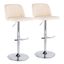 Toriano Beige Faux Leather Adjustable Swivel Bar Stools with Chrome Base, Set of 2