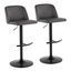 Toriano Adjustable Dark Gray Metal Swivel Bar Stools, Set of 2