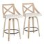 Charlotte Beige Swivel Wood and Metal Counter Stools, Set of 2