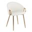 Contemporary White Faux Leather and Gold Metal Arm Chair