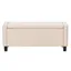 Luna Beige Fabric Storage Ottoman with Nailhead Trim