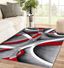 Gray and Red Abstract Geometric 5' x 7' Area Rug