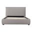 Gray King Upholstered Bed with Linen Headboard and Drawers