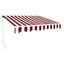 Brick Red and Beige Striped Manual Retractable Patio Awning