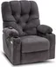 Gray Power Swivel Recliner with USB Ports and Cup Holders