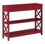 Cranberry Red Wood Console Table with Storage Shelves