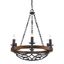 Rustic Madera Black Iron 6-Light Chandelier with Solid Wood Accents