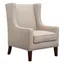 Taupe Linen Wingback Accent Chair with Tapered Wood Legs