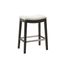 Cream Upholstered Saddle Counter Stool with Dark Wood Frame