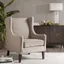 Taupe Wingback Accent Chair with Wood Legs