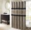 Donovan Black and Beige Embroidered Fabric Shower Curtain