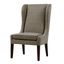 High-Back Gray Wood Arm Chair with Cushioned Comfort