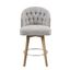 Gray Button Tufted Swivel Counter Stool with Wood Legs