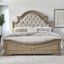 Beige and Brown Queen Upholstered Wood Panel Bed with Tufted Headboard