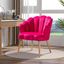 Fushia Velvet Barrel Accent Chair with Scalloped Back