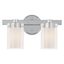 Sleek Sophistication Polished Chrome 2-Light Vanity with Double-Glass Effect