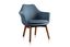 Cronkite Minimalist Blue Faux Leather Accent Chair with Ash Wood Legs