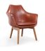 Cronkite Modern Brown Faux Leather Accent Chair with Stained Ash Legs