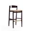 Camel Faux Leather and Dark Walnut Beech Wood Barstool