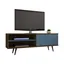 Rustic Brown and Aqua Blue 63" MDF TV Stand with Cabinet