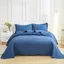 Navy Cotton Queen Embroidered Bedspread Set