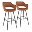 Contemporary Black Metal and Brown Faux Leather Bar Stools