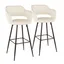 Set of 2 Black Metal and Cream Faux Leather Bar Stools