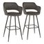 Sleek Contemporary 40.5" Black Metal & Grey Leather Bar Stool Set