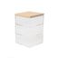 Clear Stackable Plastic Storage Bins with Wooden Lid, 3 Pack