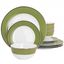 Green and Gold Rimmed 12-Piece Ceramic Dinnerware Set