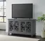 Parisian Gray 63" Transitional TV Stand with Elegant Trellis Glass