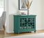 Parisian Antique Teal TV Stand with Trellis Glass Doors