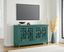 Teal 63" TV Stand with Glass Cabinet Doors