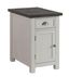Coastal Farmhouse White and Grey Pine Chairside Table with Power