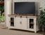 Antique White and Aged Distressed Pine 65" TV Stand with Cabinet